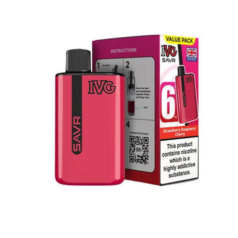 Buy cheapest online IVG SAVR 3000 Puffs Prefilled Pod Vape Kit - Complaint June 1st (Ban Proof) Strawberry Raspberry Cherry at lowest price in uk