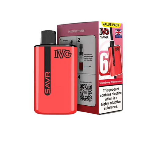 Buy cheapest online IVG SAVR 3000 Puffs Prefilled Pod Vape Kit - Complaint June 1st (Ban Proof) Strawberry Watermelon at lowest price in uk
