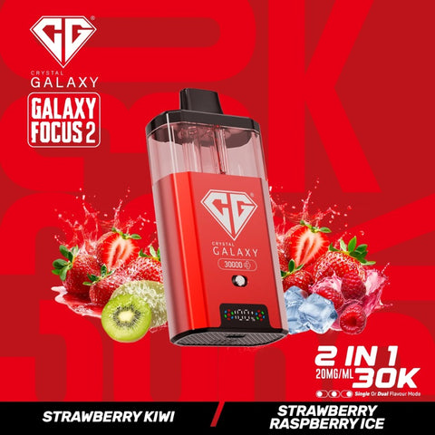 Buy cheapest online Crystal Galaxy Focus 2 30000 Puffs - Complaint June 1st (Ban Proof) Strawberry Kiwi Strawberry Raspberry Ice at lowest price in uk