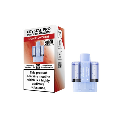 Buy cheapest online Crystal Pro Switch 30K Puffs Prefilled Pods (Ban Proof) Strawberry Raspberry Ice at lowest price in uk