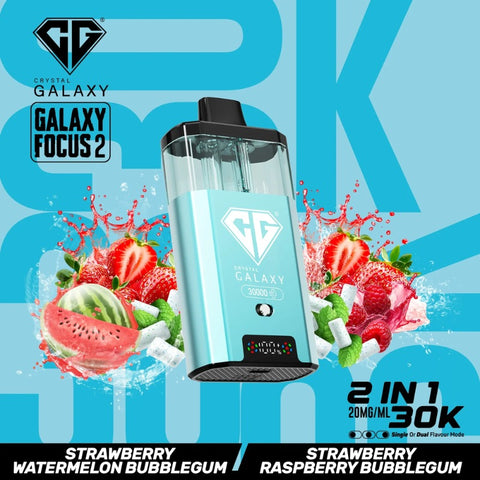 Buy cheapest online Crystal Galaxy Focus 2 30000 Puffs - Complaint June 1st (Ban Proof) Strawberry Watermelon Bubblegum Strawberry Raspberry Bubblegum at lowest price in uk