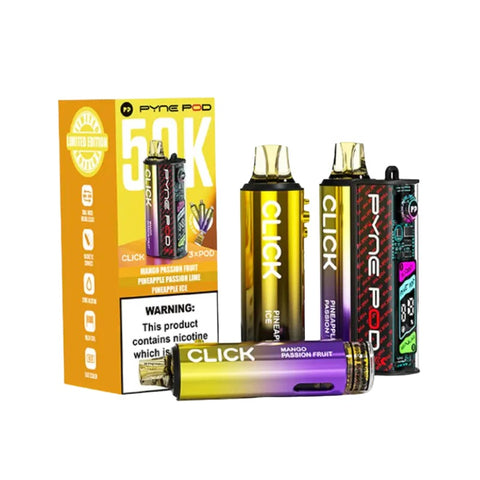 Buy cheapest online Pyne Pod Click 50000 Puffs Prefilled Vape kit - Complaint June 1st (Ban Proof) Tropical Edition at lowest price in uk