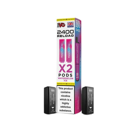 Buy cheapest online IVG 2400 2 In 1 Reload Pods 20mg - Compliant June 1st (Ban Proof) Watermelon Ice at lowest price in uk