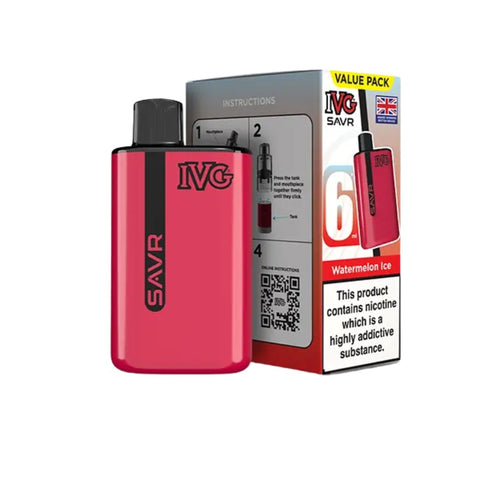 Buy cheapest online IVG SAVR 3000 Puffs Prefilled Pod Vape Kit - Complaint June 1st (Ban Proof) Watermelon Ice at lowest price in uk