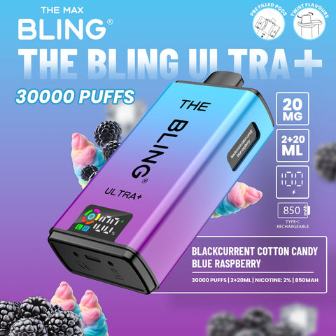 Buy cheapest online The Crystal Bling Ultra Plus 30k Prefilled Vape Kit Box of 5 Blackcurrant Cotton Candy Blue Raspberry at lowest price in uk