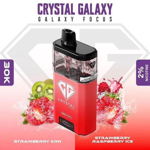 Buy cheapest online Crystal Galaxy Focus 30k Prefilled Pod Kit - Box of 5 (Ban Proof) Strawberry Kiwi Strawberry Raspberry Ice at lowest price in uk