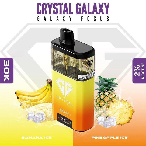 Buy cheapest online Crystal Galaxy Focus 30k Prefilled Pod Kit - Box of 5 (Ban Proof) Banana Ice Pineapple Ice at lowest price in uk