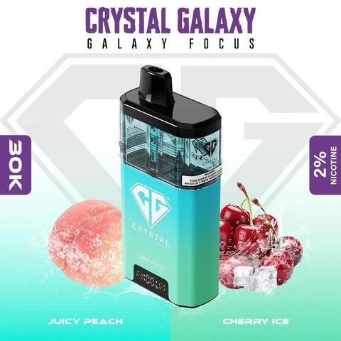 Buy cheapest online Crystal Galaxy Focus 30k Prefilled Pod Kit - Box of 5 (Ban Proof) Juicy Peach Cherry Ice at lowest price in uk