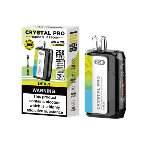 Buy cheapest online Crystal Pro Boost Plus 25000 Disposable Vape Skittles at lowest price in uk