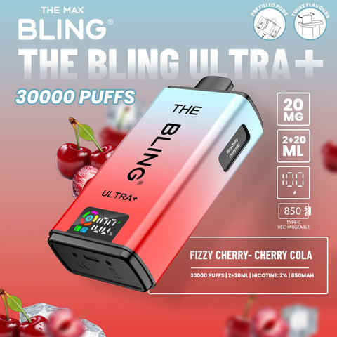 Buy cheapest online The Crystal Bling Ultra Plus 30k Prefilled Vape Kit Box of 5 Fizzy Cherry Cherry Cola at lowest price in uk