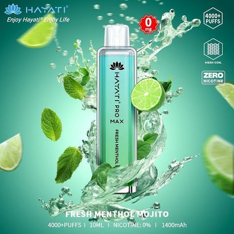 Buy cheapest online Hayati Crystal Pro Max 4000+ Disposable No Nicotine Fresh Menthol Mojito at lowest price in uk