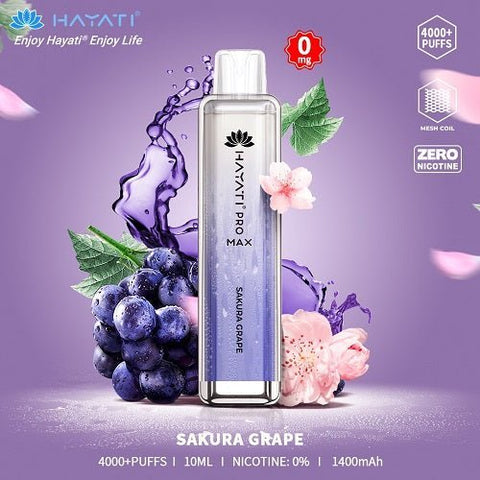 Buy cheapest online Hayati Crystal Pro Max 4000+ Disposable No Nicotine Sakura Grape at lowest price in uk