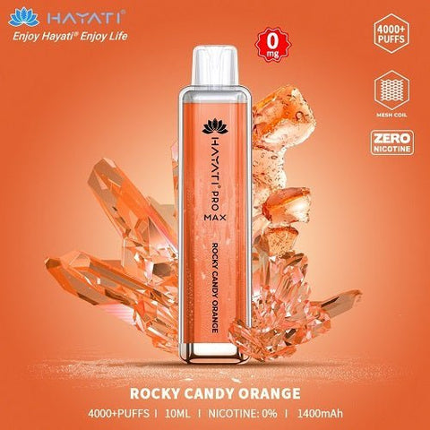 Buy cheapest online Hayati Crystal Pro Max 4000+ Disposable No Nicotine Rocky Candy Orange at lowest price in uk