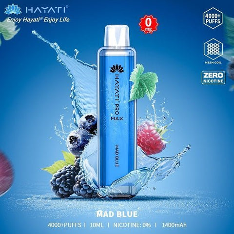 Buy cheapest online Hayati Crystal Pro Max 4000+ Disposable No Nicotine Mad Blue at lowest price in uk