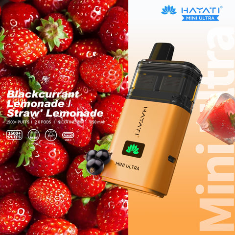 Buy cheapest online Hayati Mini Ultra 1500 Disposable Vape Blackcurrant Lemonade Straw Lemonade at lowest price in uk