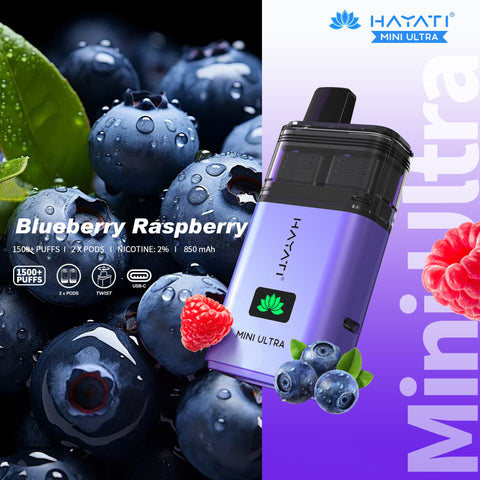Buy cheapest online Hayati Mini Ultra 1500 Disposable Vape Blueberry Raspberry at lowest price in uk