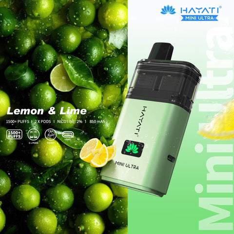 Buy cheapest online Hayati Mini Ultra 1500 Disposable Vape Lemon & Lime at lowest price in uk