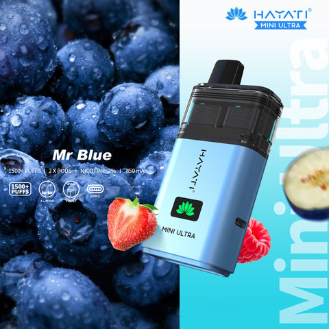 Buy cheapest online Hayati Mini Ultra 1500 Disposable Vape Mr Blue at lowest price in uk