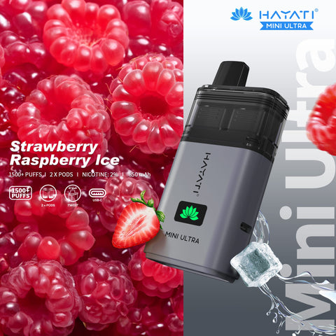 Buy cheapest online Hayati Mini Ultra 1500 Disposable Vape Strawberry Raspberry Ice at lowest price in uk