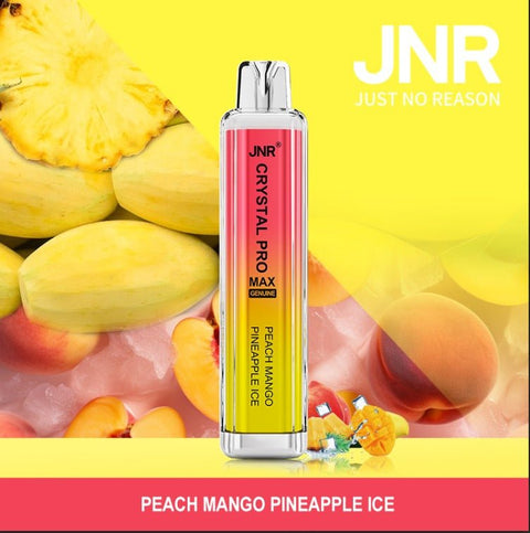 Buy cheapest online JNR Crystal Pro Max 5000 Puffs Disposable Vape Box of 10 Peach Mango Pineapple Ice at lowest price in uk