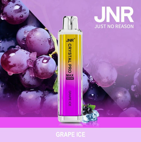 Buy cheapest online JNR Crystal Pro Max 5000 Puffs Disposable Vape Box of 10 Grape Ice at lowest price in uk