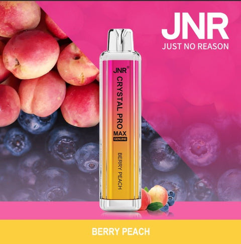 Buy cheapest online JNR Crystal Pro Max 5000 Puffs Disposable Vape Box of 10 Berry Peach at lowest price in uk