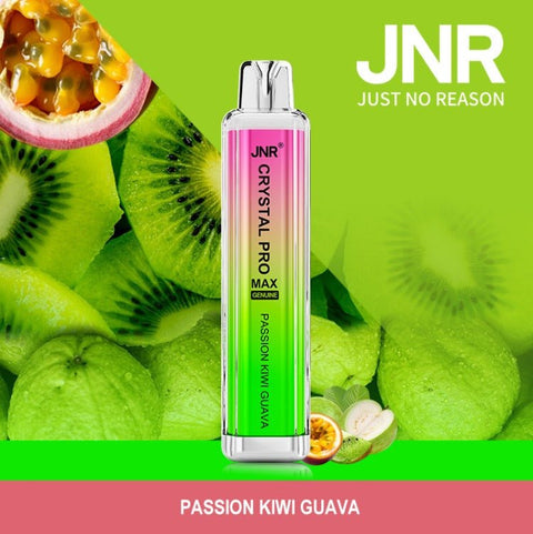 Buy cheapest online JNR Crystal Pro Max 5000 Puffs Disposable Vape Box of 10 Passion Kiwi Guava at lowest price in uk