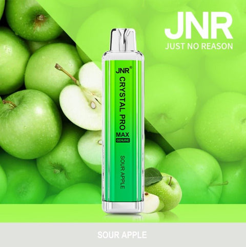 Buy cheapest online JNR Crystal Pro Max 5000 Puffs Disposable Vape Box of 10 Sour Apple at lowest price in uk