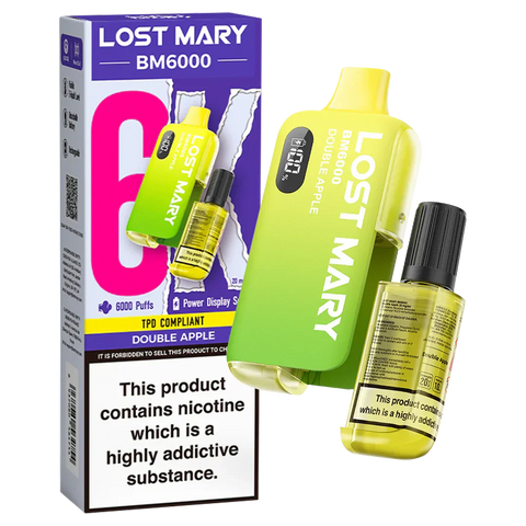 Buy cheapest online Lost Mary BM6000 Prefilled Disposable Vape Kit (Box of 5) Double Apple at lowest price in uk