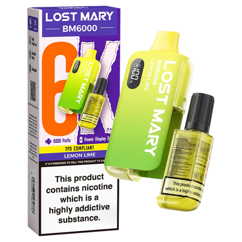 Buy cheapest online Lost Mary BM6000 Prefilled Disposable Vape Kit (Box of 5) Lemon Lime at lowest price in uk