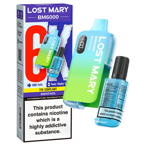 Buy cheapest online Lost Mary BM6000 Prefilled Disposable Vape Kit (Box of 5) Menthol at lowest price in uk