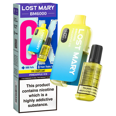 Buy cheapest online Lost Mary BM6000 Prefilled Disposable Vape Kit (Box of 5) Pineapple Ice at lowest price in uk