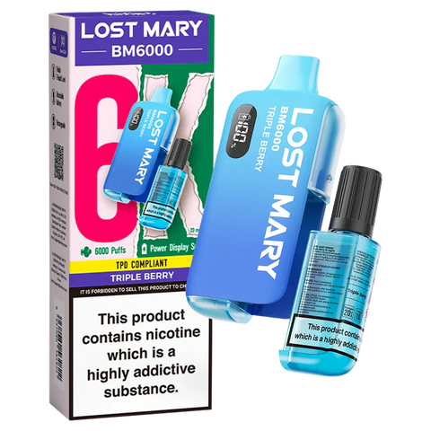 Buy cheapest online Lost Mary BM6000 Prefilled Disposable Vape Kit (Box of 5) Triple Berry at lowest price in uk