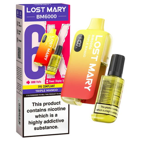Buy cheapest online Lost Mary BM6000 Prefilled Disposable Vape Kit (Box of 5) Triple Mango at lowest price in uk