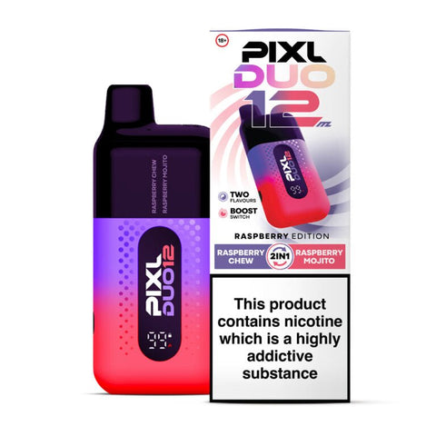 Buy cheapest online Pixl Duo 12000 Disposable Vape Raspberry Edition at lowest price in uk