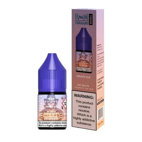 Buy cheapest online RandM Tornado 7000 Nic Salt E Liquid Grape ICE at lowest price in uk