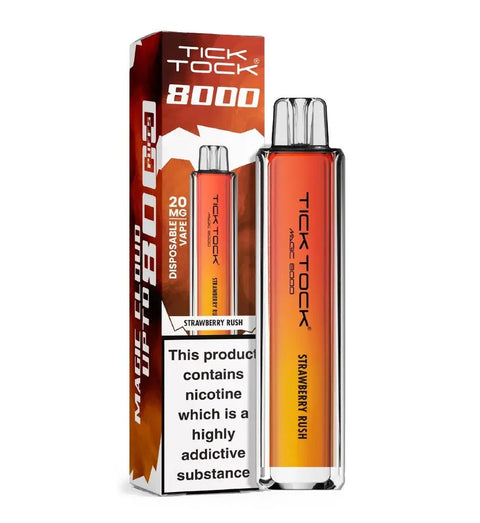 Buy cheapest online Tick Tock Magic 8000 Disposable Vape Strawberry Rush at lowest price in uk