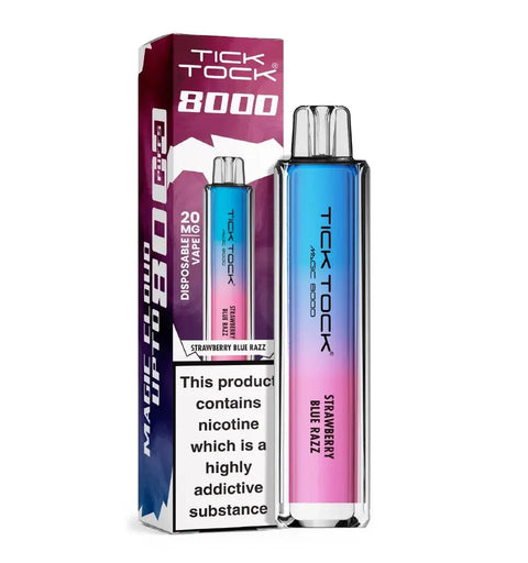 Buy cheapest online Tick Tock Magic 8000 Disposable Vape Strawberry Blue Razz at lowest price in uk