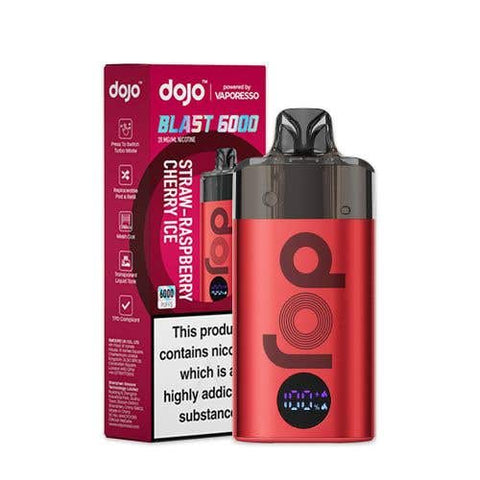 Buy cheapest online Vaporesso Dojo Blast 6000 Prefilled Pod Kit - Box of 5 (Ban Proof) Red-Straw-Raspberry Cherry at lowest price in uk