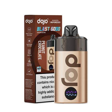 Buy cheapest online Vaporesso Dojo Blast 6000 Prefilled Pod Kit - Box of 5 (Ban Proof) Gold-Peanut Chocolate at lowest price in uk