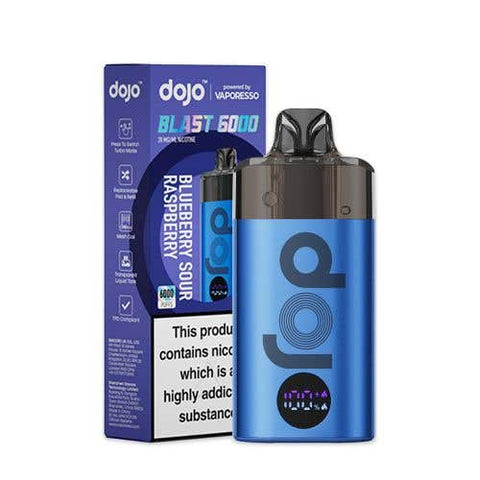 Buy cheapest online Vaporesso Dojo Blast 6000 Prefilled Pod Kit - Box of 5 (Ban Proof) Blueberry Sour Raspberry at lowest price in uk