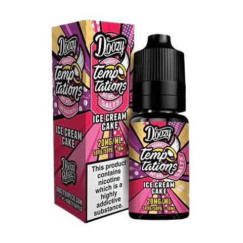 Buy cheapest online Doozy Temptation Nic Salt 10ml E-Liquids Box of 10 Ice Cream Cake 10mg at lowest price in uk