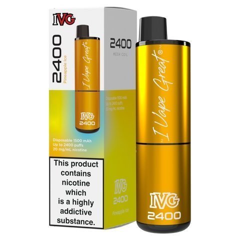 Buy cheapest online IVG 2400 Disposable Vape Pod Puff Bar Box of 5 Pineapple Ice at lowest price in uk