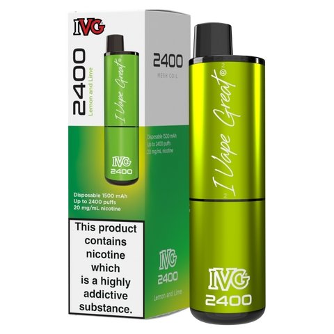 Buy cheapest online IVG 2400 Disposable Vape Pod Puff Bar Box of 5 Lemon & Lime at lowest price in uk