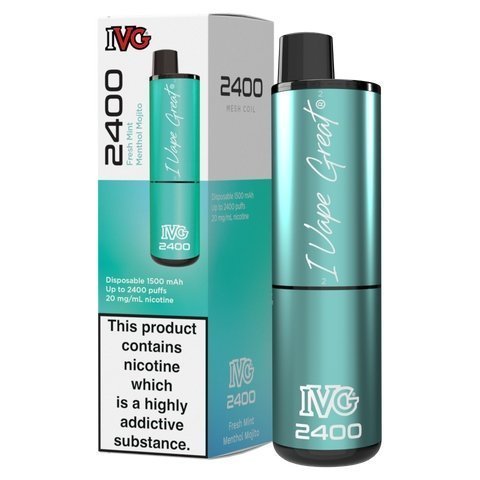 Buy cheapest online IVG 2400 Disposable Vape Pod Puff Bar Box of 5 Fresh Mint Menthol Mojito at lowest price in uk