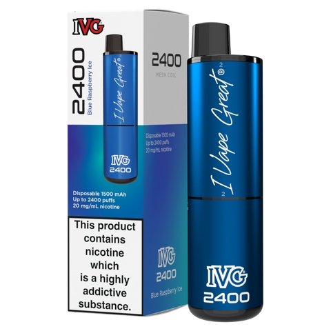 Buy cheapest online IVG 2400 Disposable Vape Pod Puff Bar Box of 5 Blueberry Ice at lowest price in uk