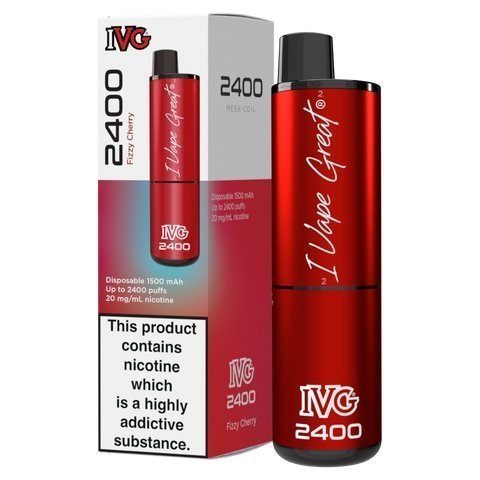 Buy cheapest online IVG 2400 Disposable Vape Pod Puff Bar Box of 5 Fizzy Cherry at lowest price in uk