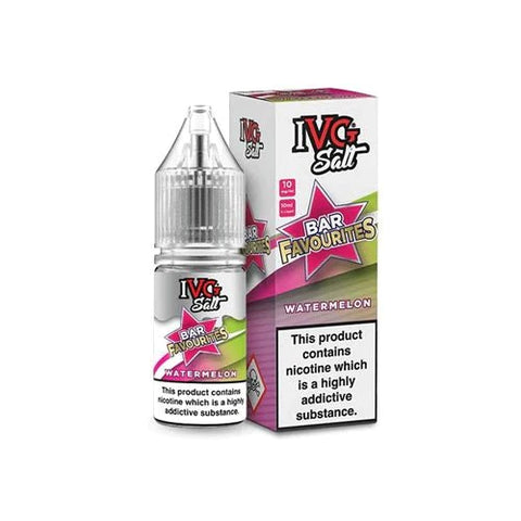 Buy cheapest online IVG Salts 10ml IVG Bar Favourites - Pack Of 10 Watermelon 10MG at lowest price in uk