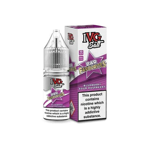 Buy cheapest online IVG Salts 10ml IVG Bar Favourites - Pack Of 10 Blueberry Sour Raspberry 10MG at lowest price in uk