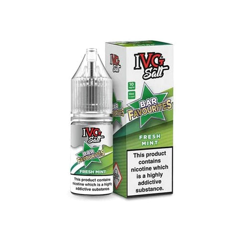 Buy cheapest online IVG Salts 10ml IVG Bar Favourites - Pack Of 10 Fresh Mint 10MG at lowest price in uk